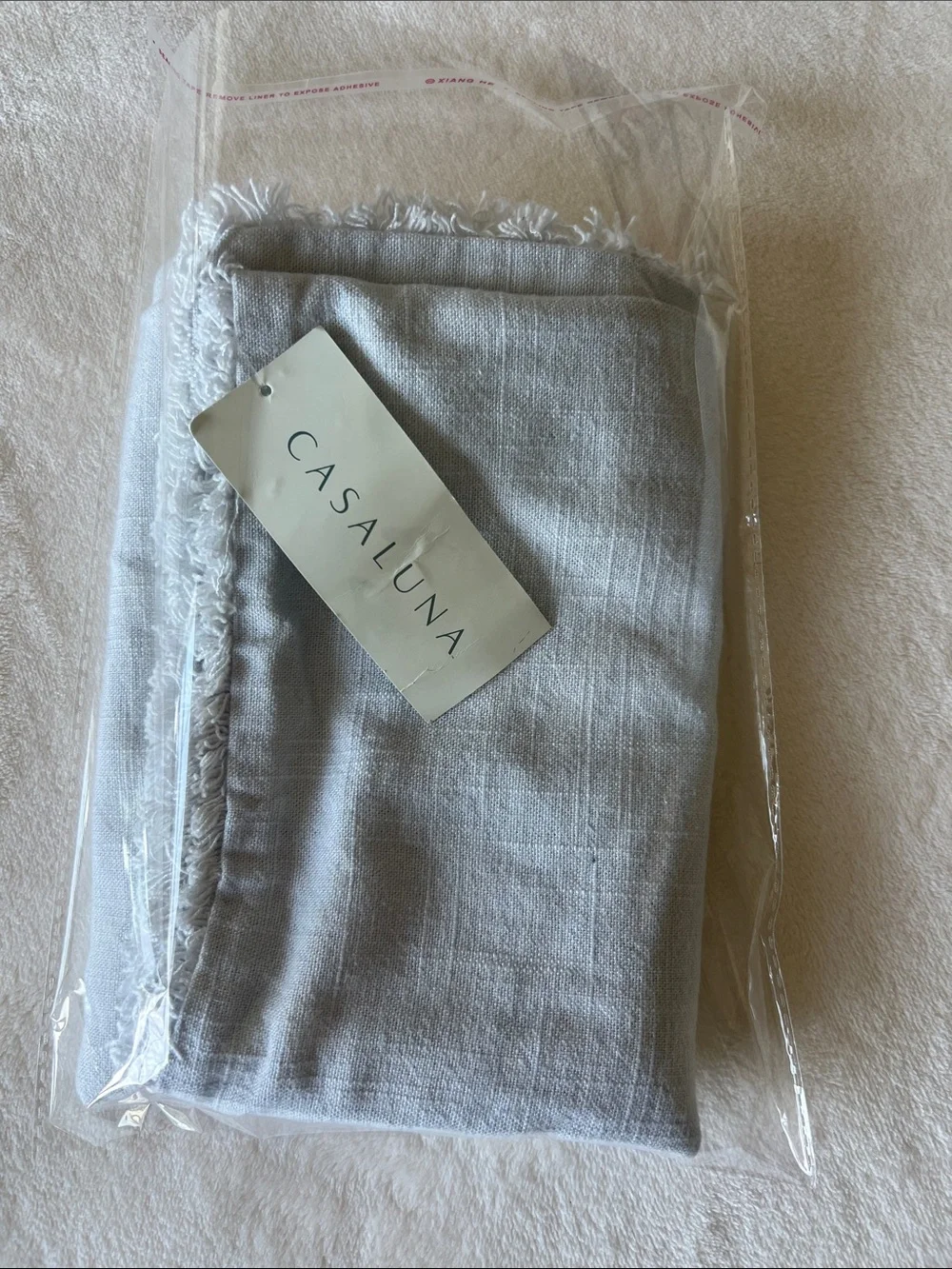 CASALUNA Heavyweight Linen Blend Light Gray Fringed king sham